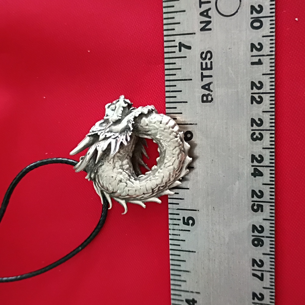 Sterling Silver Dragon Pendant Necklace - Picture 4 of 5